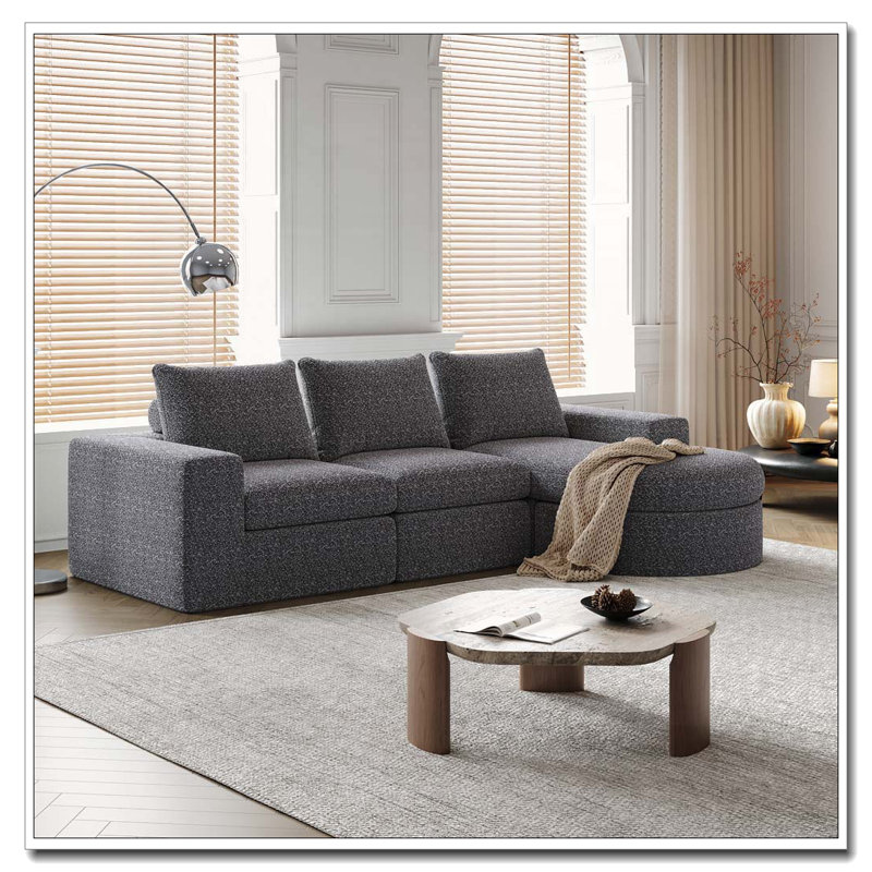 Canapé modulaire en chenille, Gris