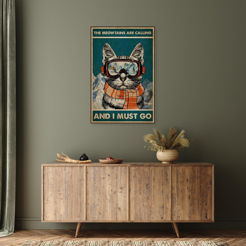 «The Meowtains Are Calling Cat Sky Trends», affiche 1 impression rectangulaire sur toile tendue