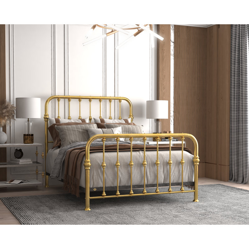 114 Turn of the Century Bed | Complete Standard, Queen, Natural Brass