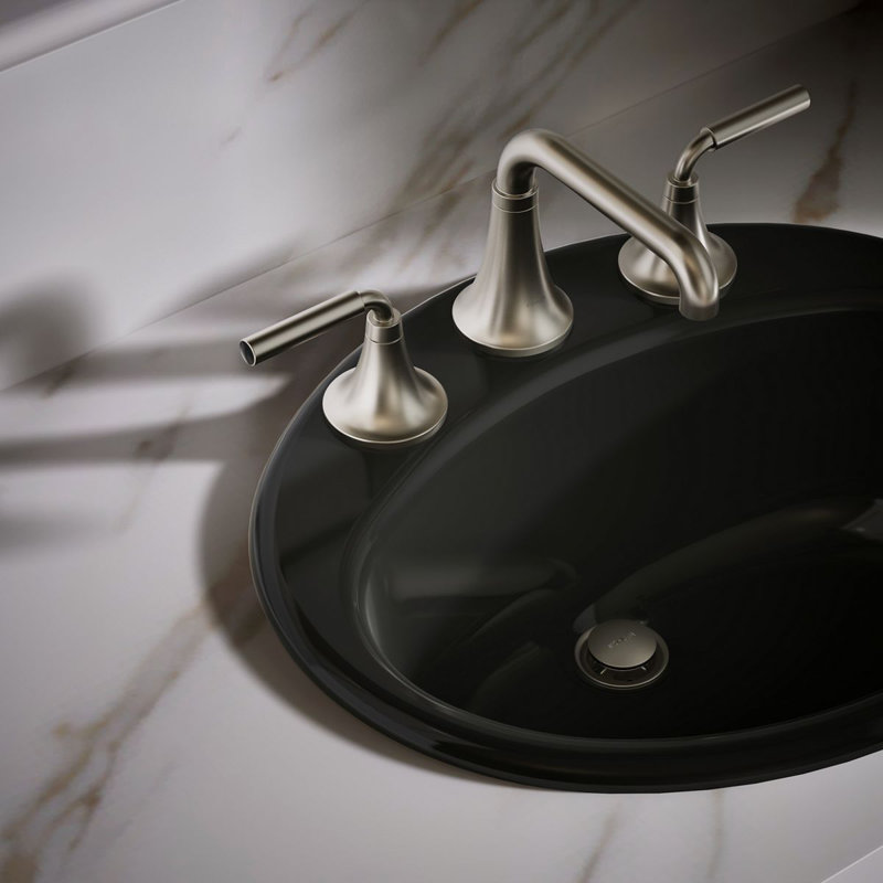 Farmington Metal Oval Drop-In Bathroom Sink with Overflow, Sandbar, 8" Center