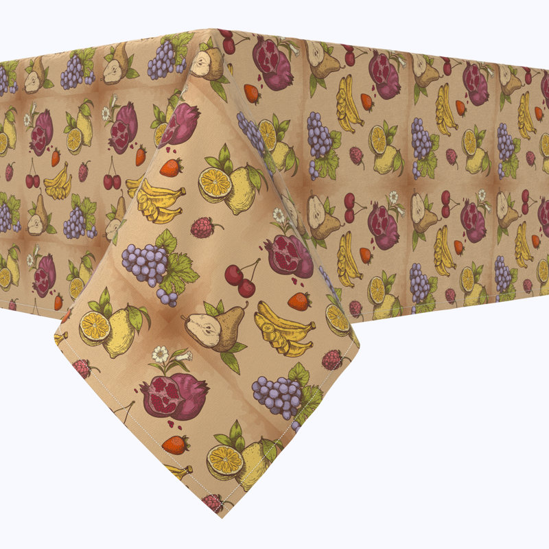 Rectangular Tablecloth, 100% Cotton, 52X104", Bunches Of Fruit, 104" L x 52" W
