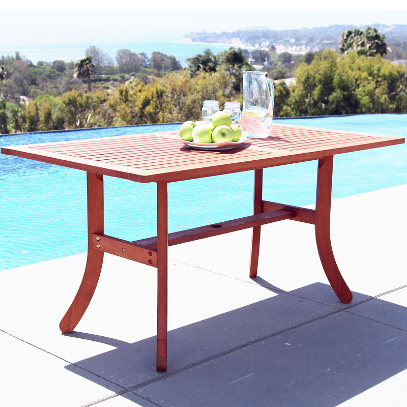 Aleha Rectangular Acacia Solid Wood Outdoor Dining Table Yes , 59 " W 31 " D, Oil-Rubbed