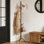 Portemanteau autoportant Adosinda, portemanteau en bois robuste, portemanteau à 8 crochets, 3 options de hauteur, utilisé dans la chambre à coucher, le couloir et le vestibule, pour ranger manteaux, chapeaux, sacs, porte-parapluies et portemanteaux