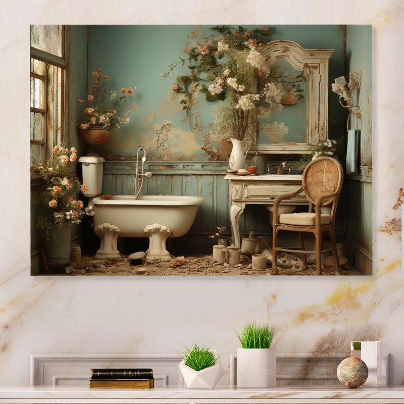 «Bathroom & Bathroom Vintage Charm III - Bath & Laundry», impressions sur métal, H 24 po x l 32 po