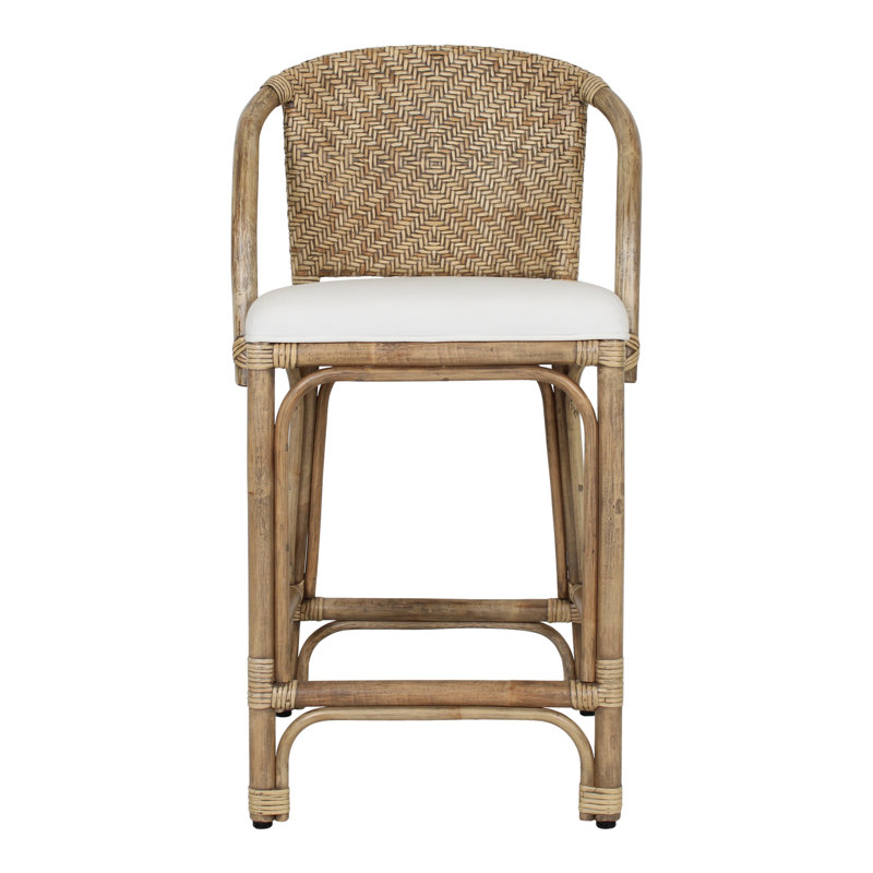 Handwoven Rattan Upholstered Bar & Counter Stool, Natural, Counter Stool (24" Seat Height)
