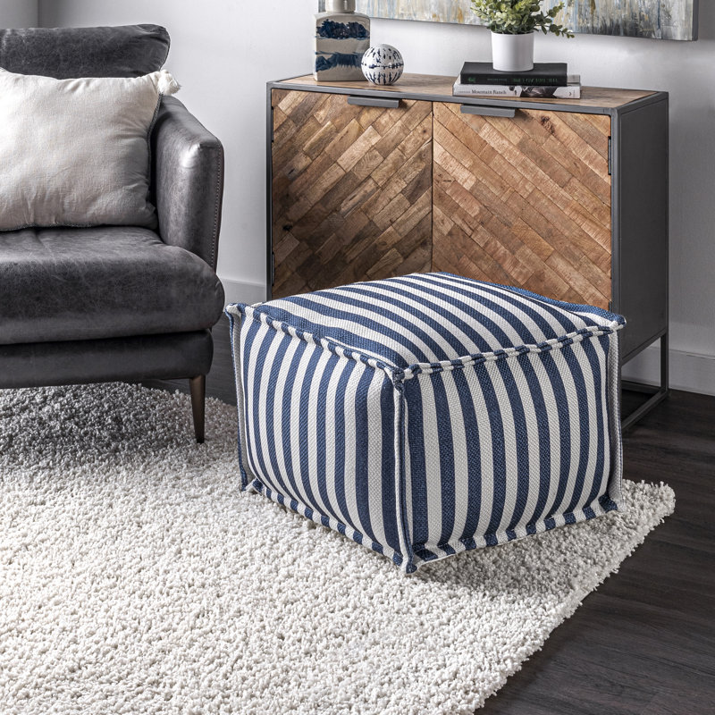 Macclesfield Upholstered Pouf, Blue