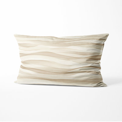 Striped Decorative Throw Pillow - Beige Sand Waves Stripes Printed Cushion
