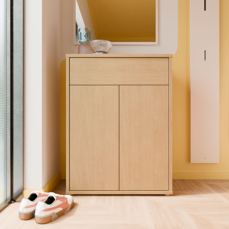 Saabir 9 Pair Shoe Storage Cabinet, Natural
