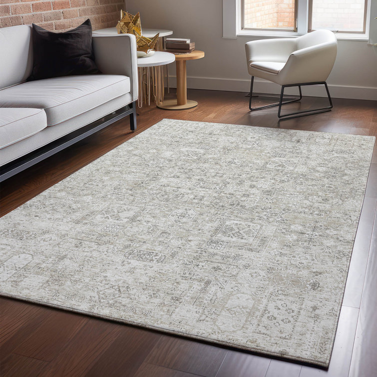 Premium Machine Washable Cerrito AMF611 Taupe Round Rug