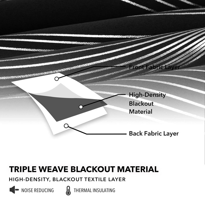 Blackout Curtain Panel Pair, Black, 117cm Width x 137cm Drop