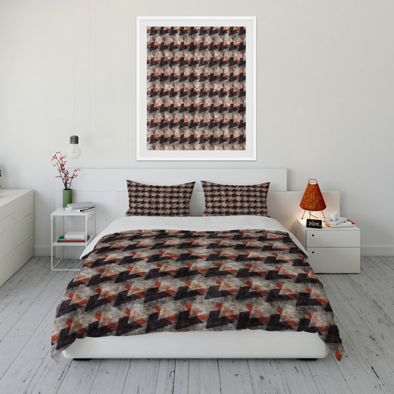 Polyester Twill Geometric Shapes Duvet Cover, Queen Duvet Cover + 2 Standard Pillowcases