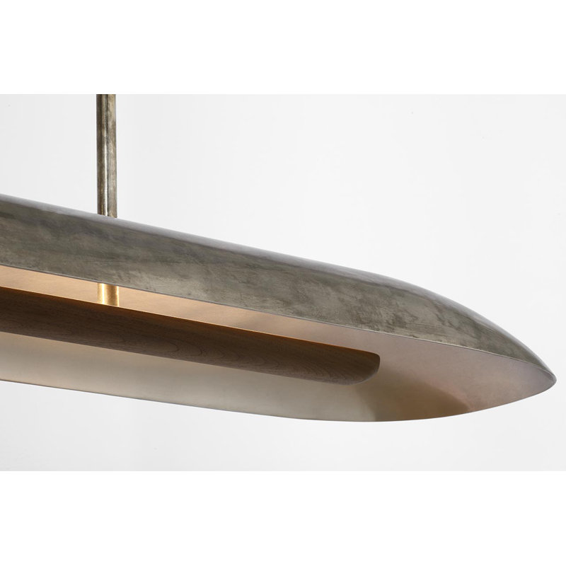 Anne-Marie Barton Remi 60" Linear Pendant, Mottled Pewter and Warm Walnut