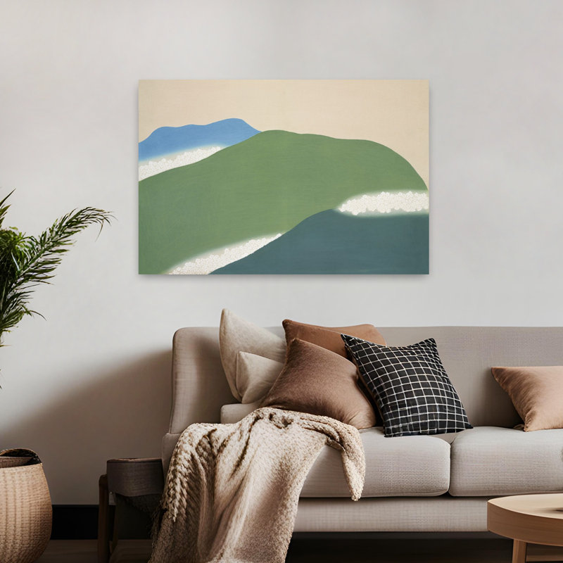 Art contemporain, paysage contemporain abstrait montagne, H 32 po x l 48 po