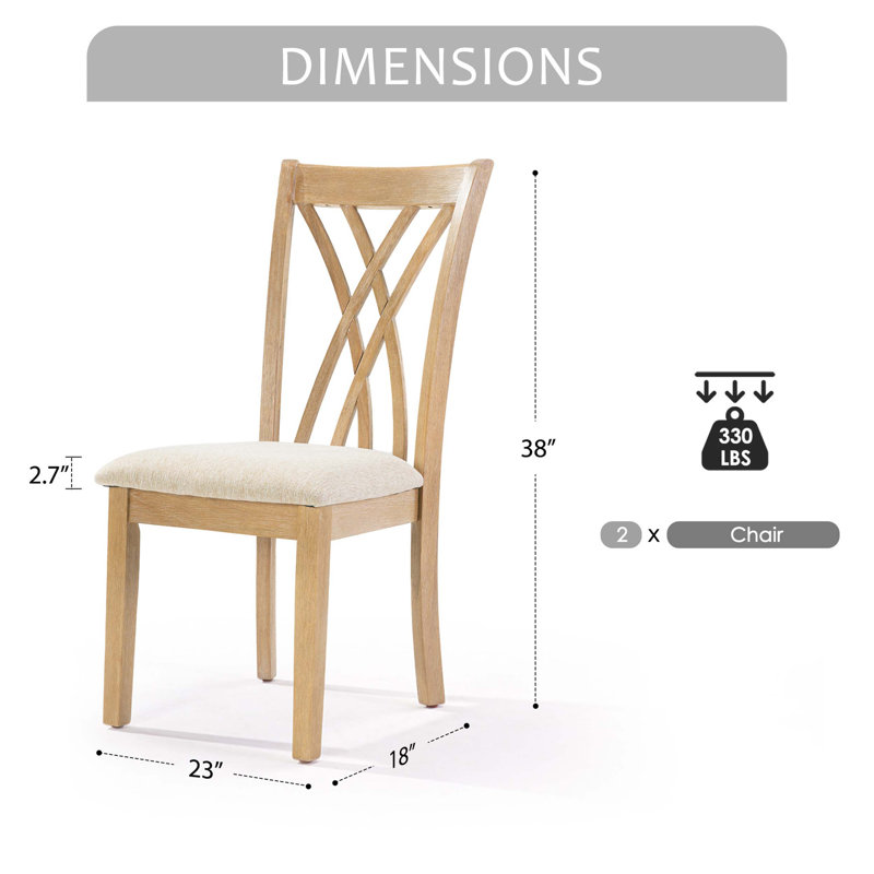 Dining Chairs Set of Two, Crafted with High - density Foam and Polyester Fabric, Sturdy Rubberwood Legs, KD Packing for Easy Shipping