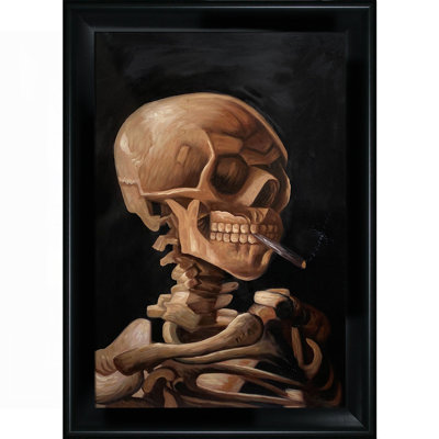 " Skull Of A Skeleton With Burning Cigarette " by Vincent Van Gogh Painting Print