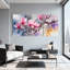 Magnolia rose fleurs de magnolia sur fond abstrait, ensemble de 3 impressions d'art sur toile-1804427333