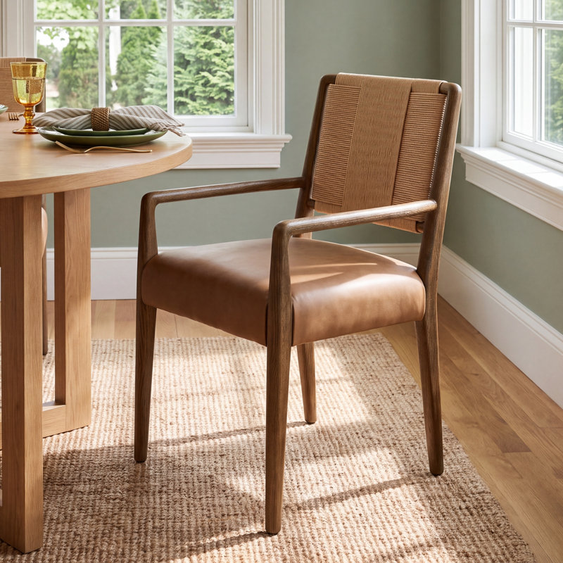 Betha Woven Arm Chair, Maestro Camel, Tan Ash