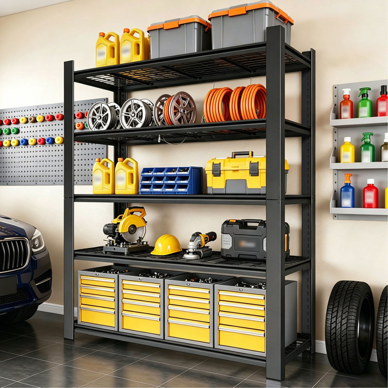 Étagère de rangement en maille métallique réglable à 5 niveaux H 72 po (capacité de charge de 3000 lb)