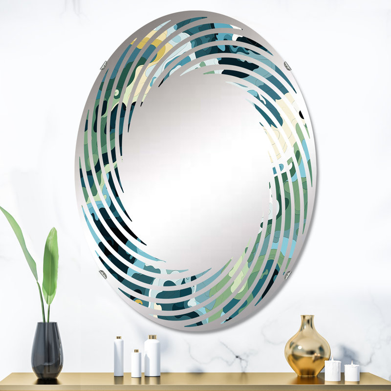 Motifs nomades - Miroir mural spirale ovale, L 24 po x H 36 po