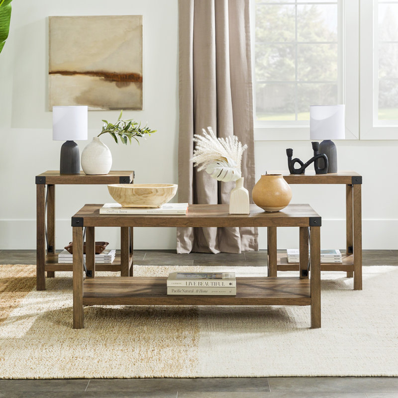 3 - Piece Living Room Table Set, Reclaimed Barnwood
