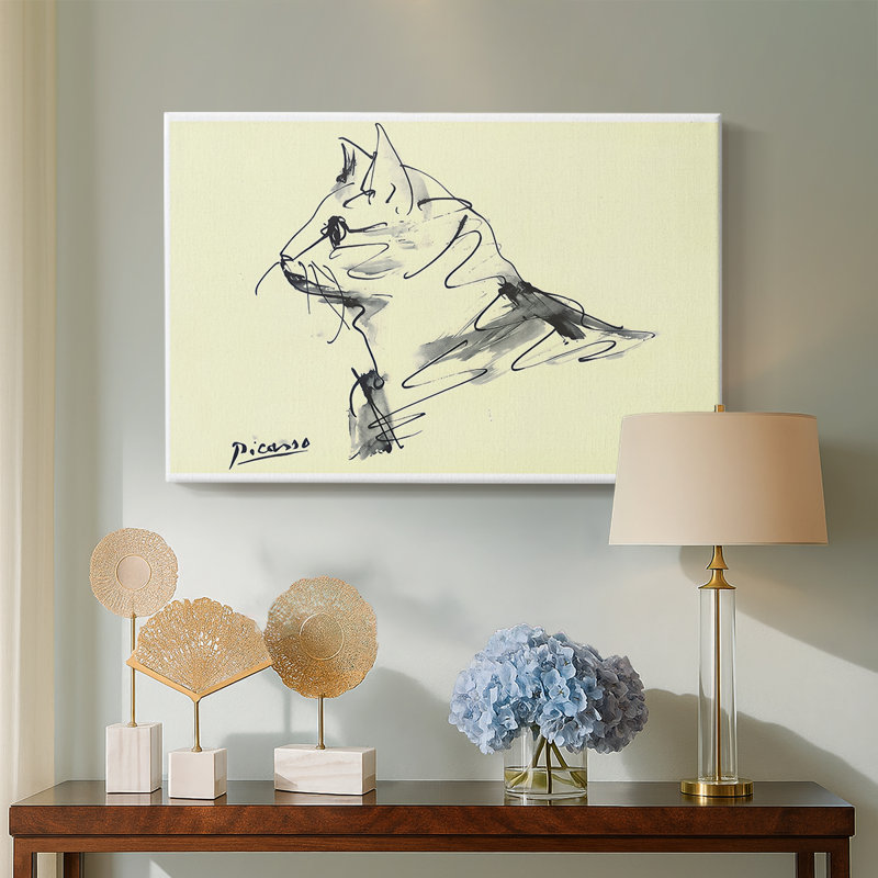 Cat (Le Chat) - Line Sketch-Pablo Picasso-Gallery Wrapped Canvas-c. 1950s, 8 x 12