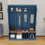 Wooden Hall Tree with Cabinet, Bench, Doors and Hooks-2024190849