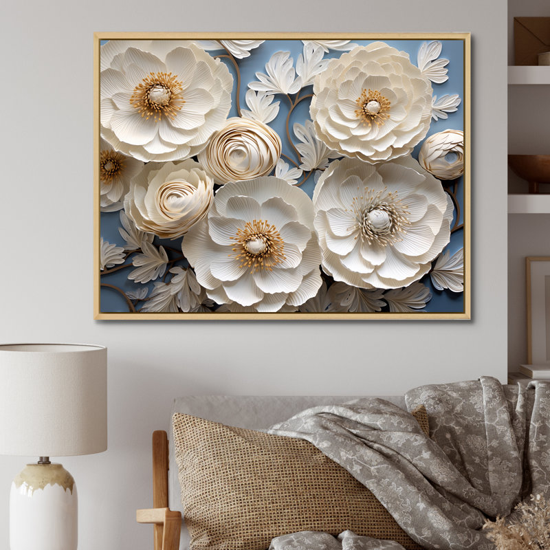 " Burst Of Ranunculus Beauty I ", Natural Floater Framed, 30" H x 40" W x 1.5" D