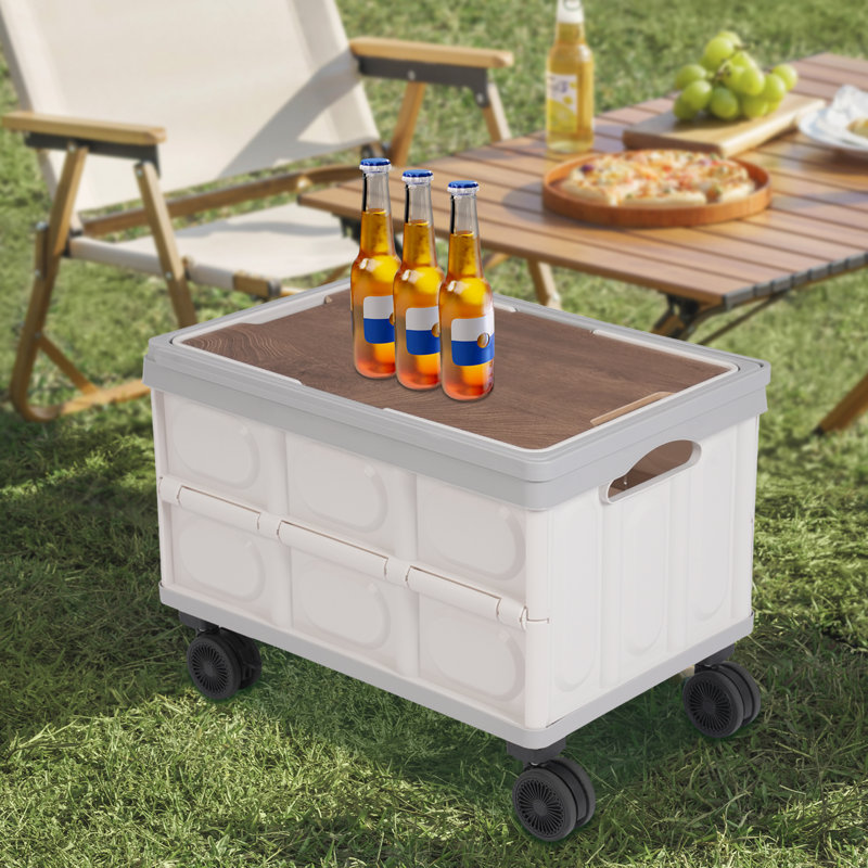 Chariot roulant pliable de grande capacité 55L, Gris clair