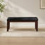 Banc en bois de style transitionnel avec coussin capitonné et traverses latérales