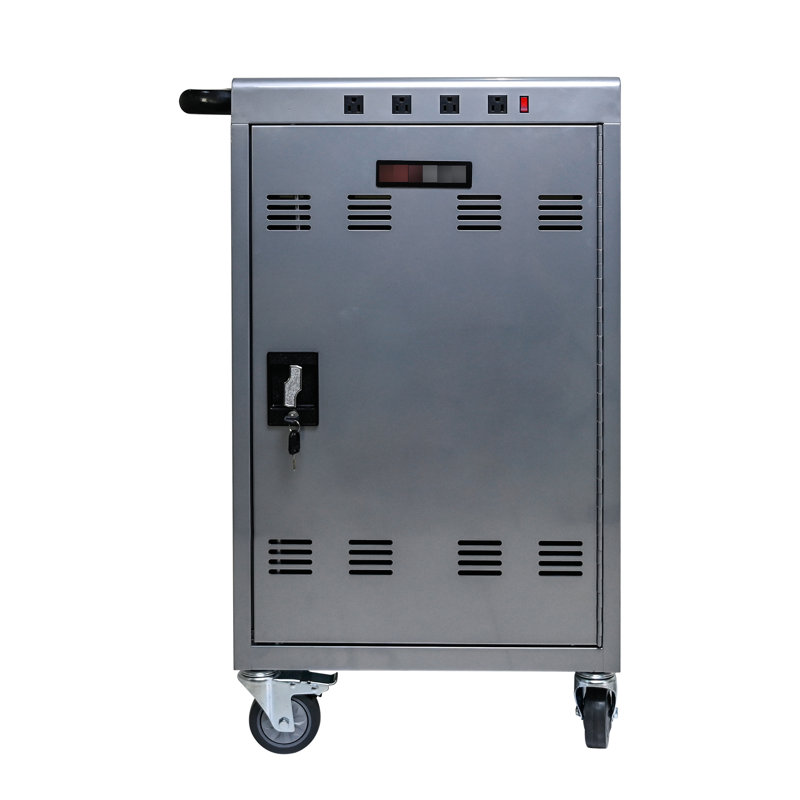 Armoire mobile à chariot de chargement argenté - capacité de charge efficace de 35, verrouillage sécuritaire, rouille - verrouillage rapide de la tablette pour ordinateur portable, matériel