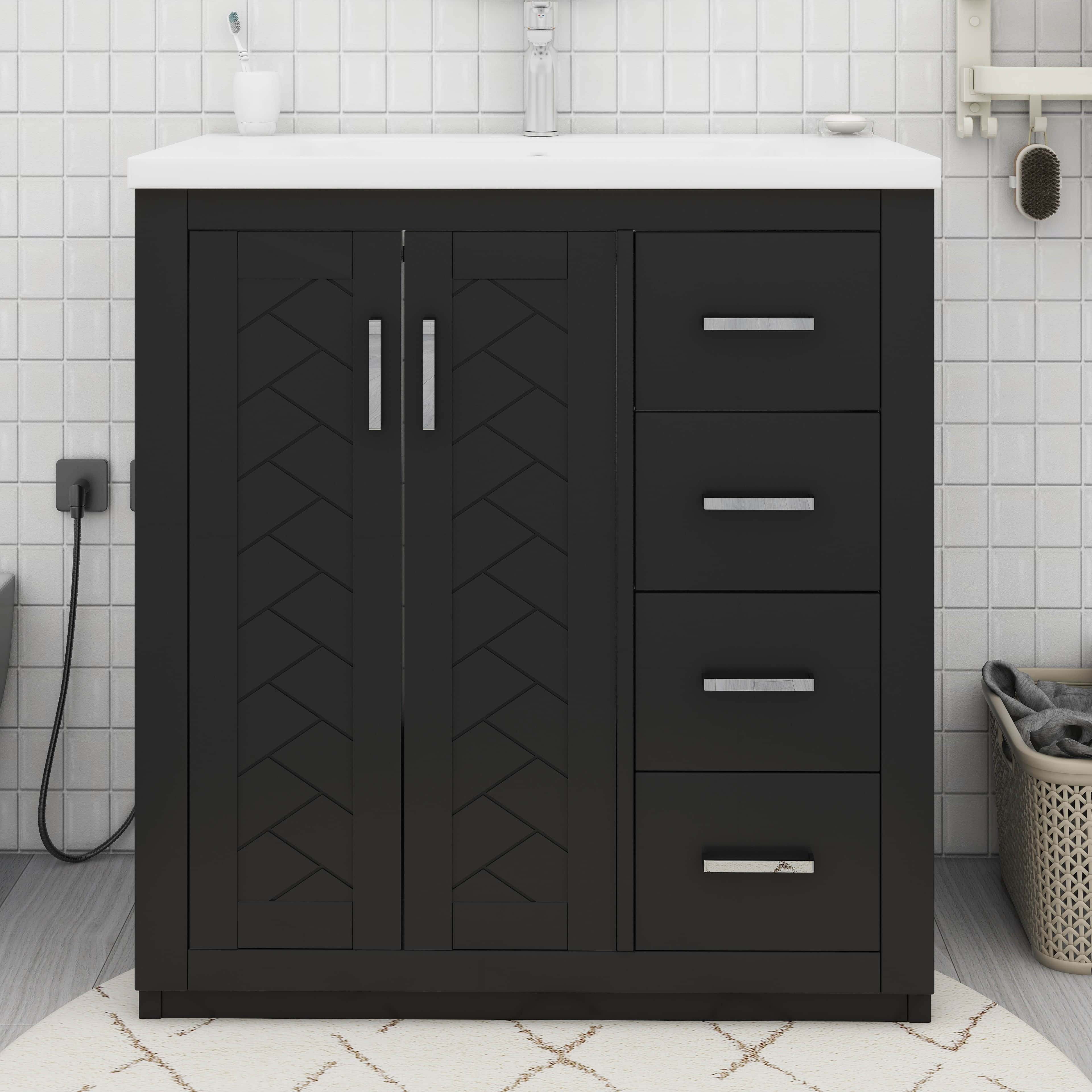 Ebern Designs 36 Inches Bathroom Vanity With Ceramic Sink Combo ...