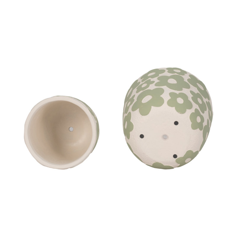 Sagebrook Home 2-Pieces Flower Power Planters, Light Green, Green/Ivory