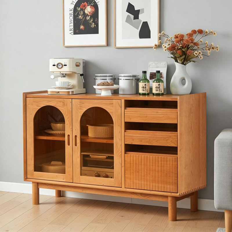 Buffet de rangement multifonctionnel en bois massif, H 35,43 po x l 55,11 po x P 15,74 po