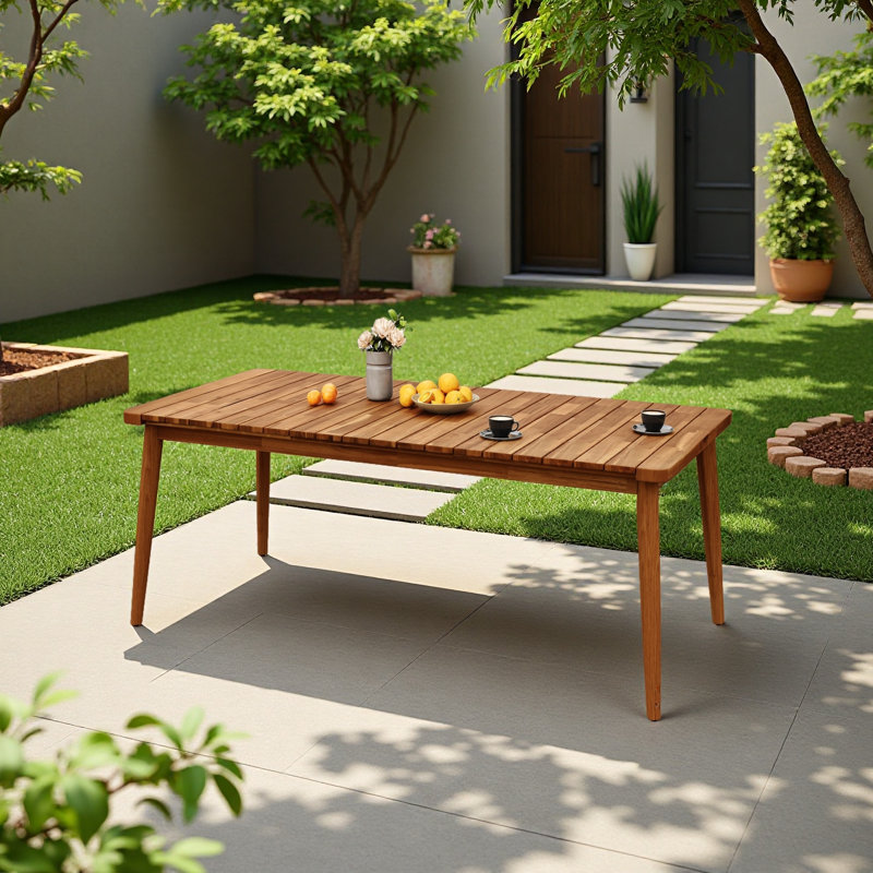 Table de salle à manger en bois d'acacia pour 8 personnes, mobilier de ferme pour patio, jardin, cour