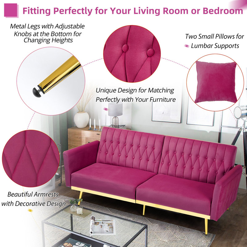 Everly Quinn Somiya 70'' Upholstered Sleeper Sofa