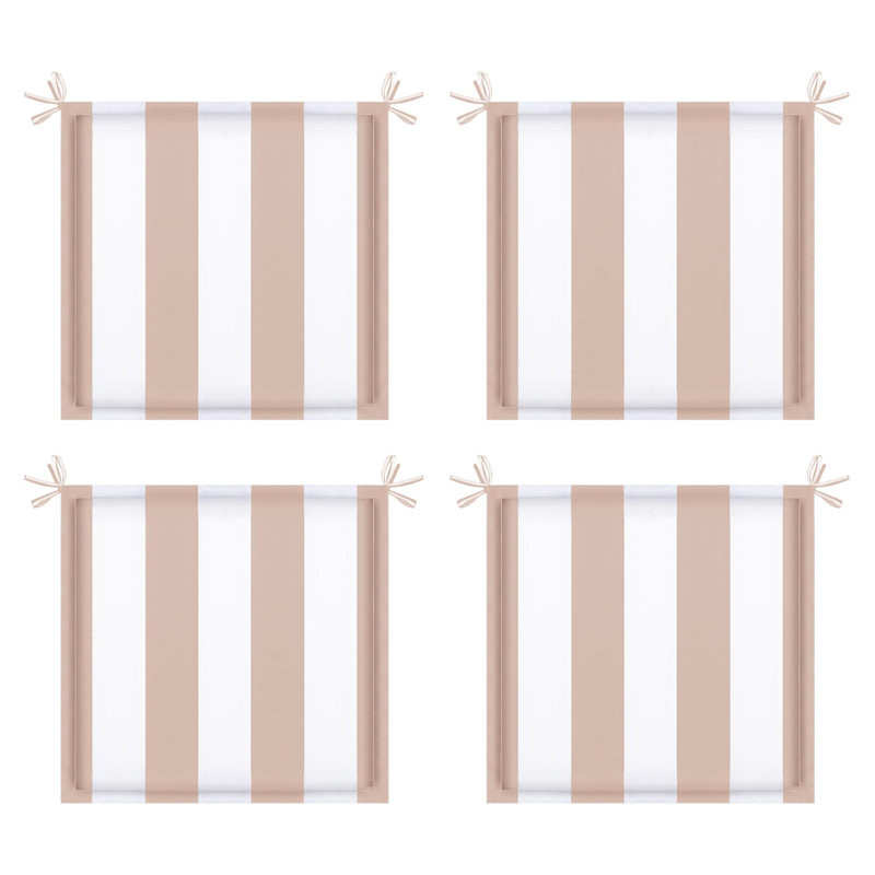 4-Piece Outdoor Patio Seat Cushion Replacement Seat Cushion (Cushion Only), Khaki/White Striped