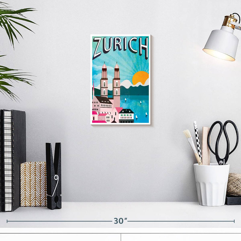 Affiche zurichoise de Zurich, H 12 po x l 8 po