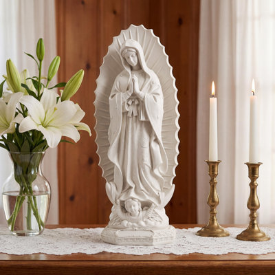 Statue de la Vierge Marie, sculpture religieuse en résine faite à la main de 11,8 pouces pour un décor intérieur extérieur, cadeau Catholique beige