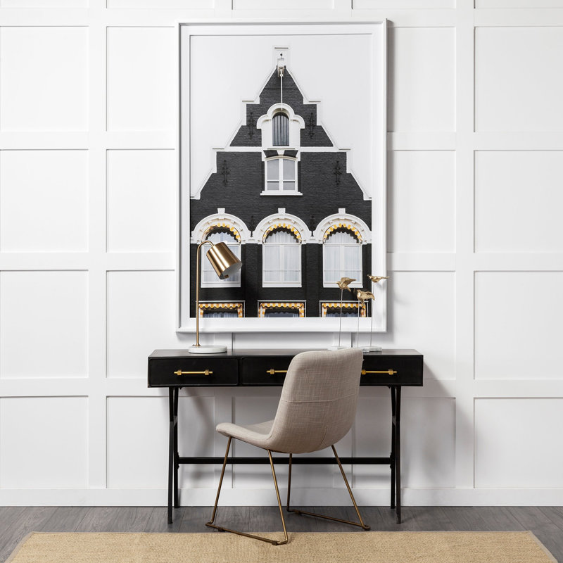 Par Irene Thisocki, reproduction d'art encadrée sous verre, L 42,0 po x l 2,5 po x H 62,0 po, Domicile éclairé, Blanc