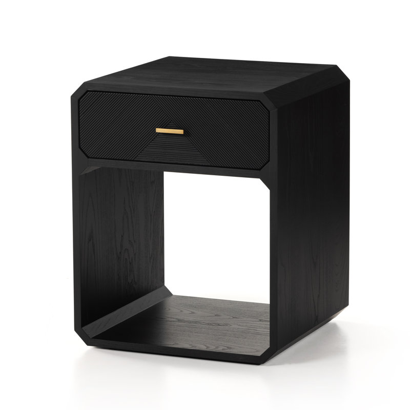 Caspian Nightstand-Black Ash Veneer, Black Ash