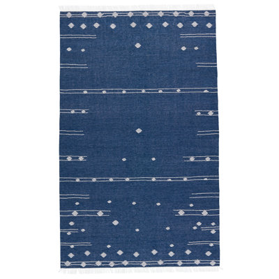 Calli Moroccan Handmade Blue/White Indoor / Outdoor Area Rug