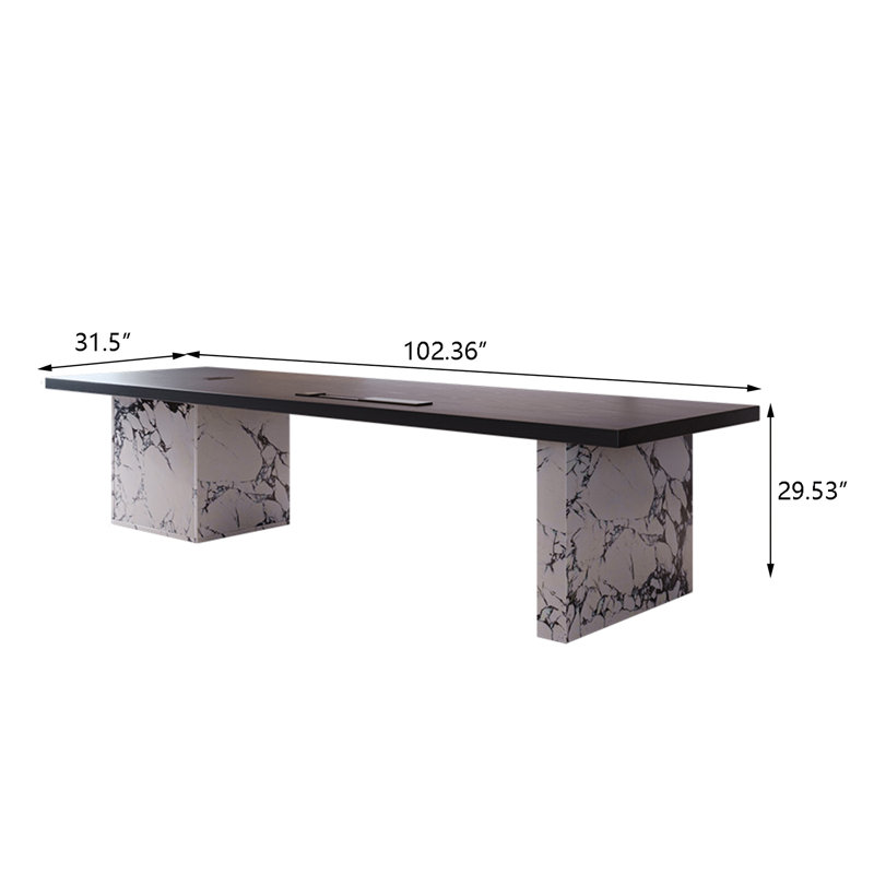 Ensemble de bureau et de chaise rectangulaire simple et moderne en bois massif., H 29,53 po x l 102,36 po x P 31,5 po