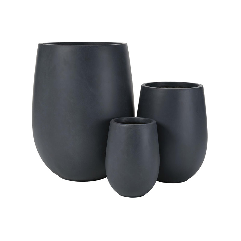 Lightweight Round MGO Outdoor Planter Set-3 Sizes (15.6''/10.74''/7.3''),Large Outdoor Indoor Flower Pots With Drainage Hole, For Lawn, Patio, Poolside & Indoor Decor