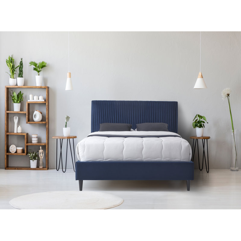 Analaura Upholstered Bed, Double (4'6), Blue