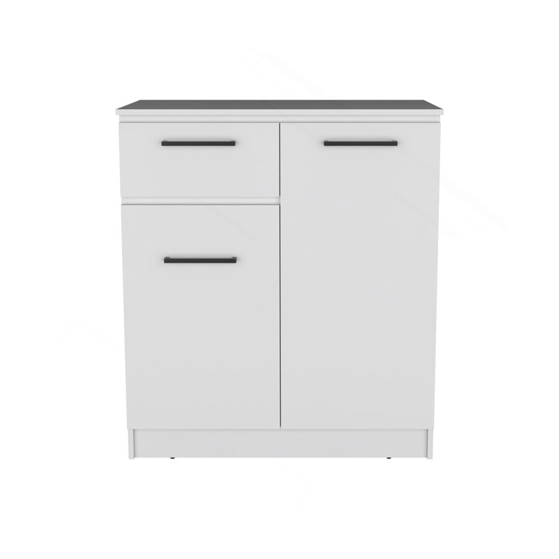 Commode Idaho avec armoires à 2 portes et tiroir - Blanc, Blanc