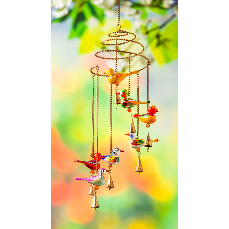 Cloche de jardin à oiseau peint