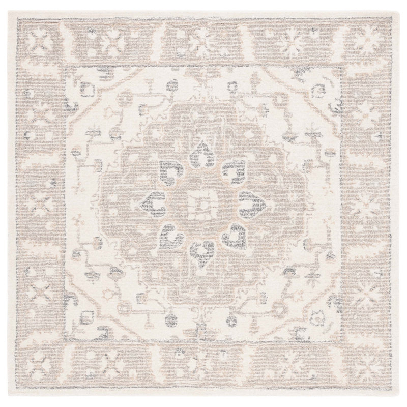 Metro 617 Area Rug In Ivory / Beige, Square 6'