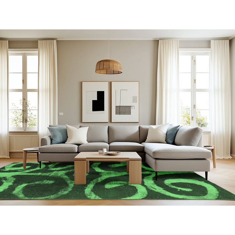 Washable Abstract Indoor Rug, Rectangle 8' x 12'