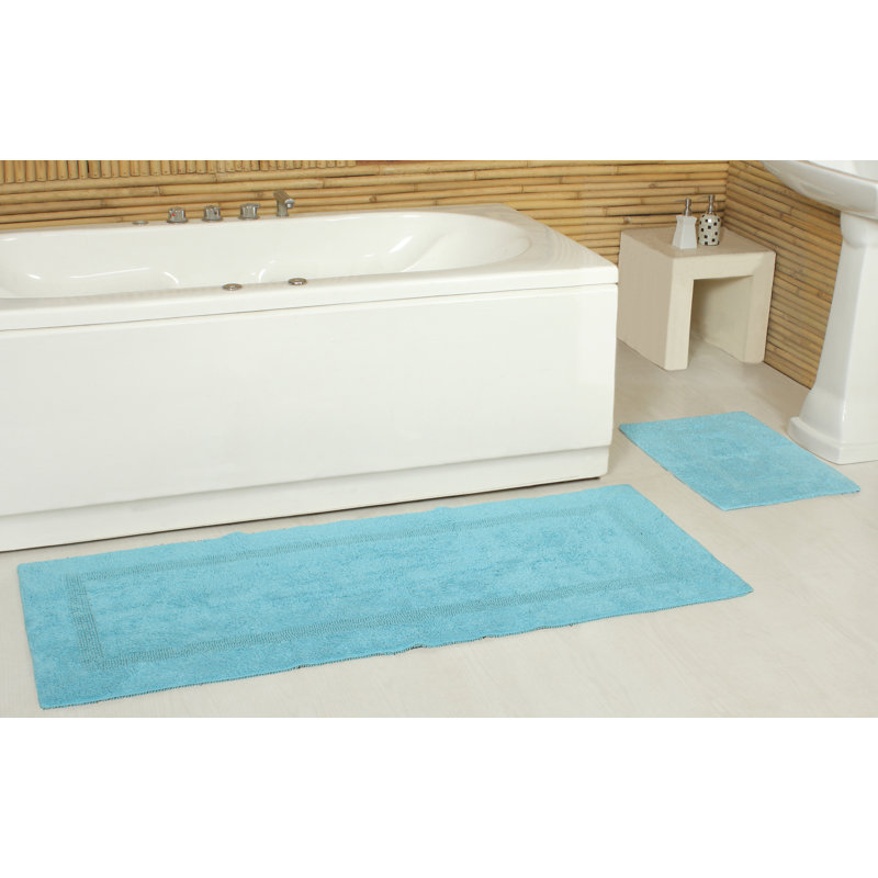 Tapis pour salle de bain en coton réversible 100% coton, doux et absorbant, disponible en 5 tailles et couleurs multiples