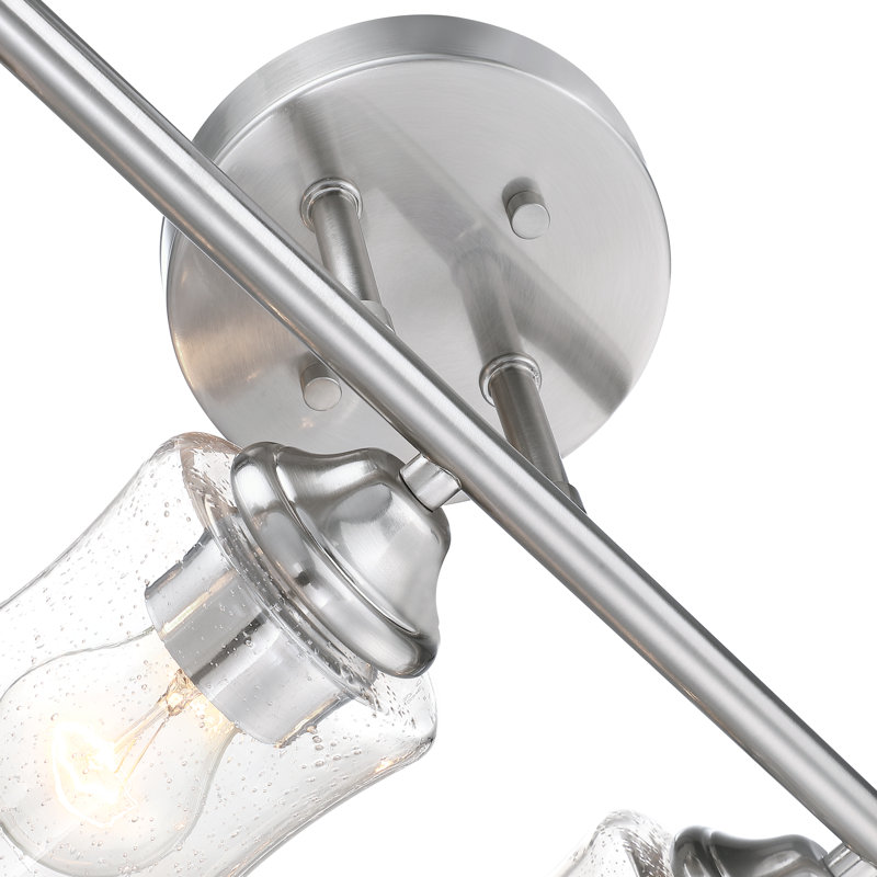 Éclairage pour salle de bain en verre grainé à 3 lumières à intensité variable Jeffenese, Nickel